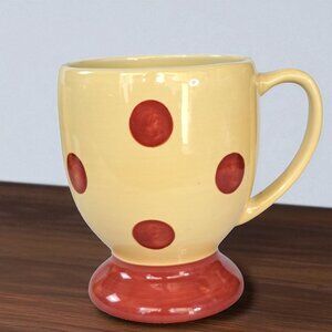 Gail Pittman Southern Living Siena Polka Dots Red & Yellow Pedestal Coffee Mug